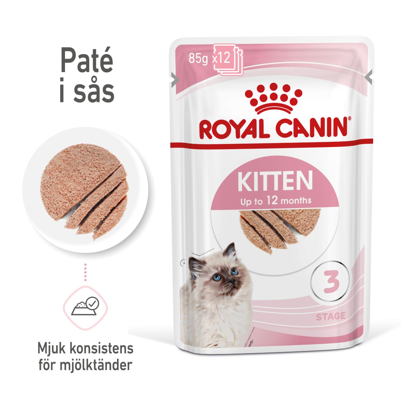 Royal Canin - Kitten Loaf Våtfôr for kattunger 85 g x 12 stk - Katt - Helse og pels - Kosttilskudd - Våtfôr - Dyrekassen.no
