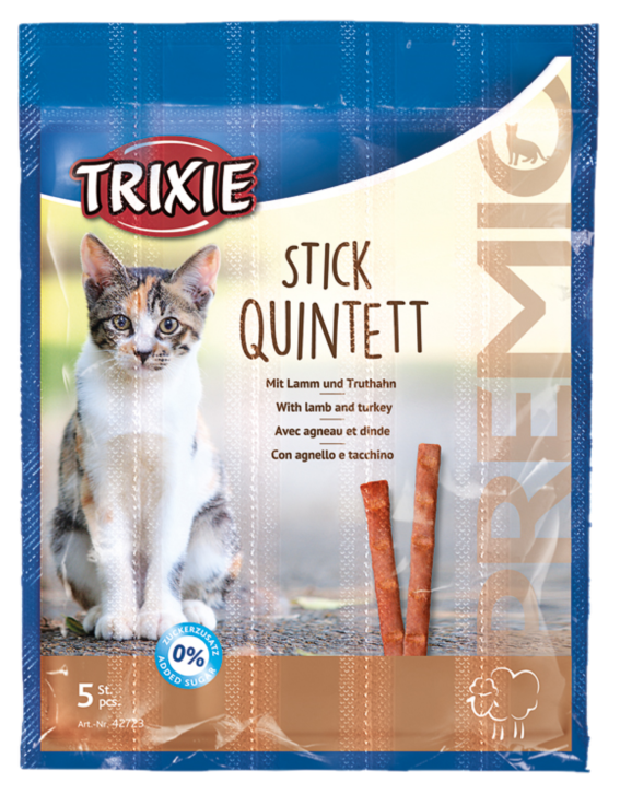 Trixie - Premio Stick Quintet lammekjøtt og kalkun 5 x 5g - Katt - Helse og pels - Hygiene - Godbiter - Dyrekassen.no