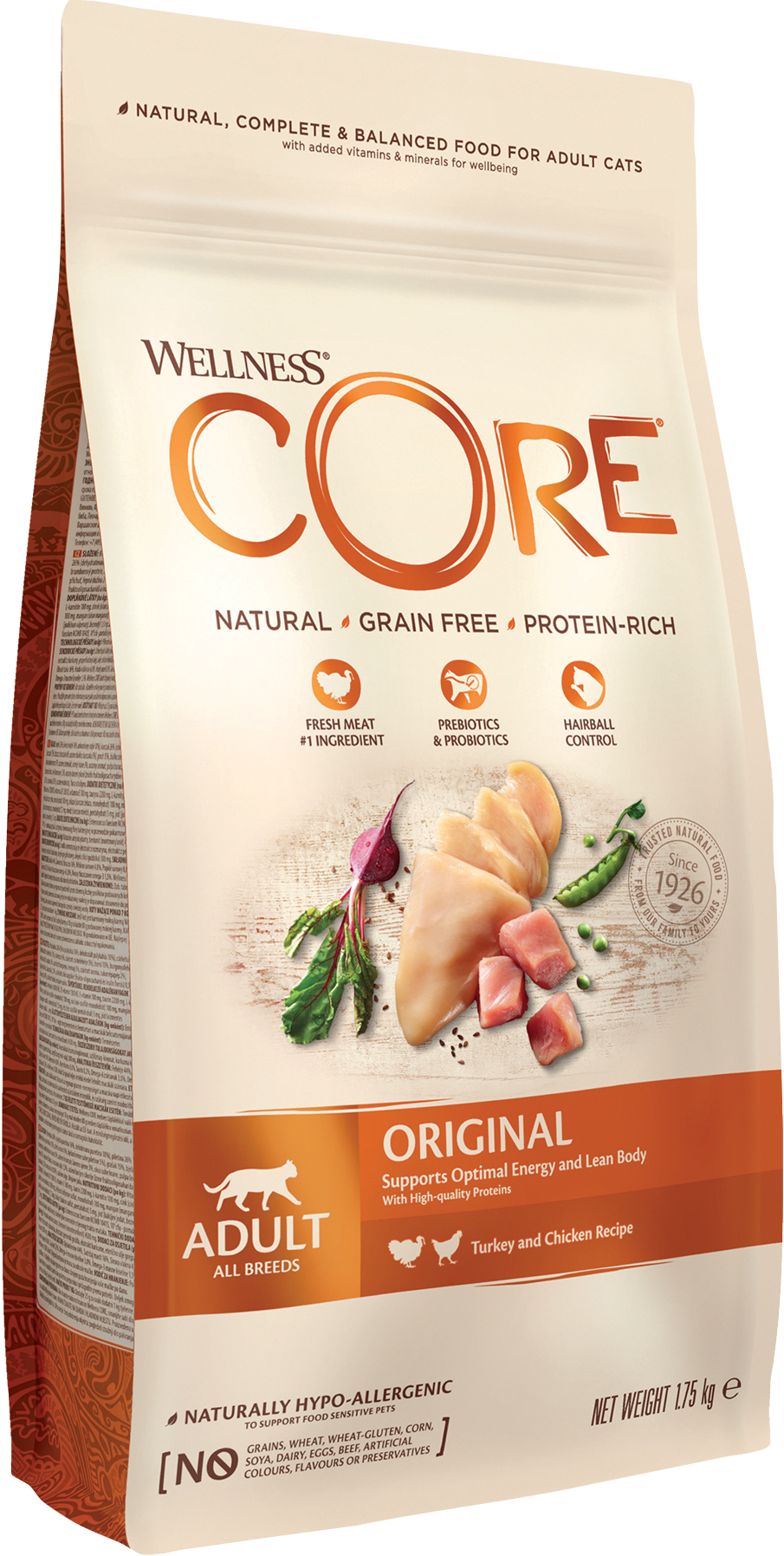 CORE Petfood - Cat Adult Original Kornfri Kalkun & Kylling Tørr 1,75 kg - Katt - Helse og pels - Kosttilskudd - Tørrfôr - Dyrekassen.no