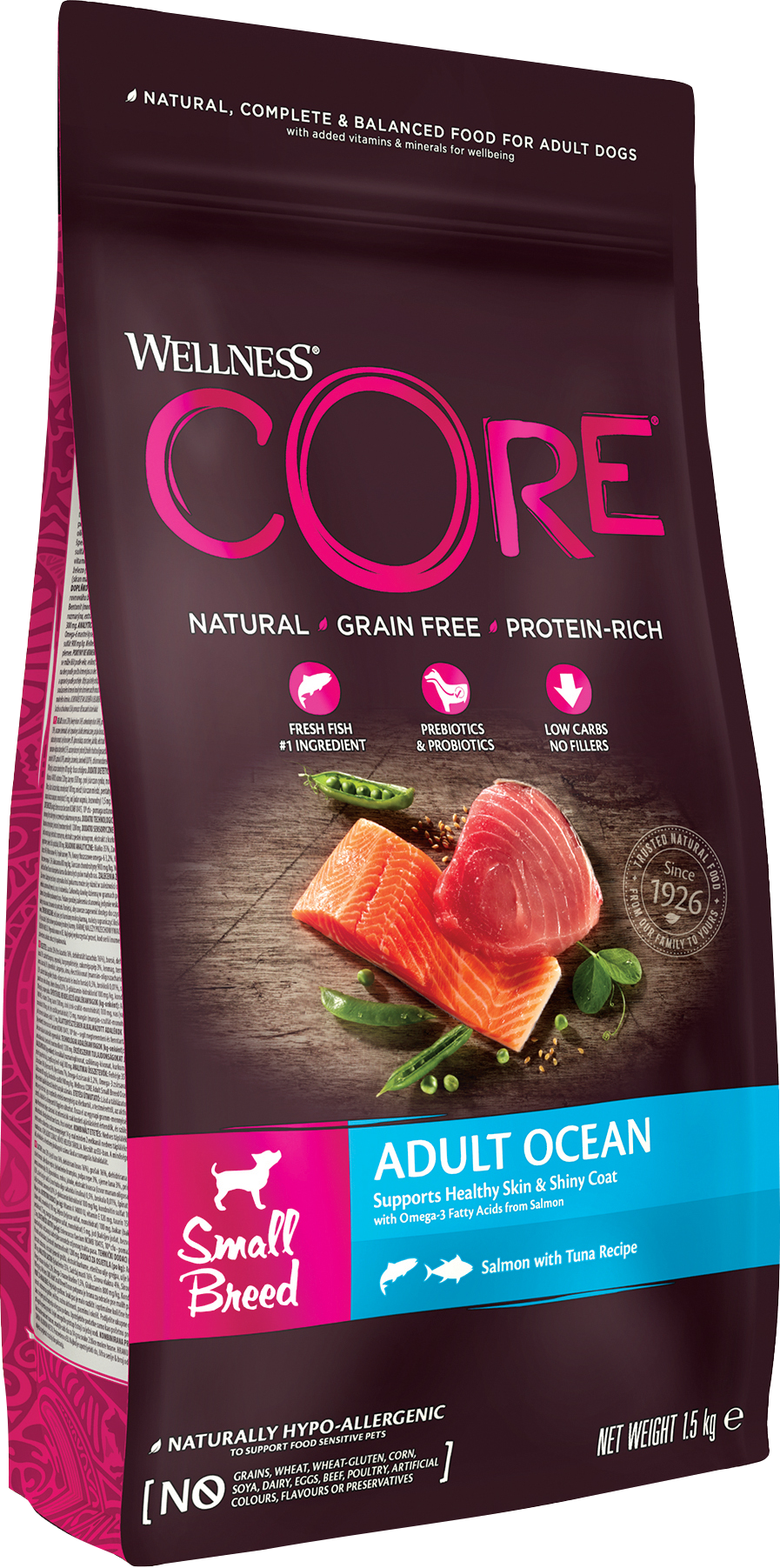 CORE Petfood - Dog Adult Adult Ocean Small Breed Salmon & Tuna Dry 1,5 kg - Hund - Tørrfôr - Dyrekassen.no