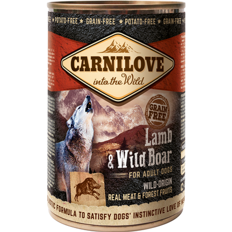 Carnilove - Dog Wild Meat Lamb & Wild Boar 400 g x 6 stk. - Hund - Våtfôr - Dyrekassen.no