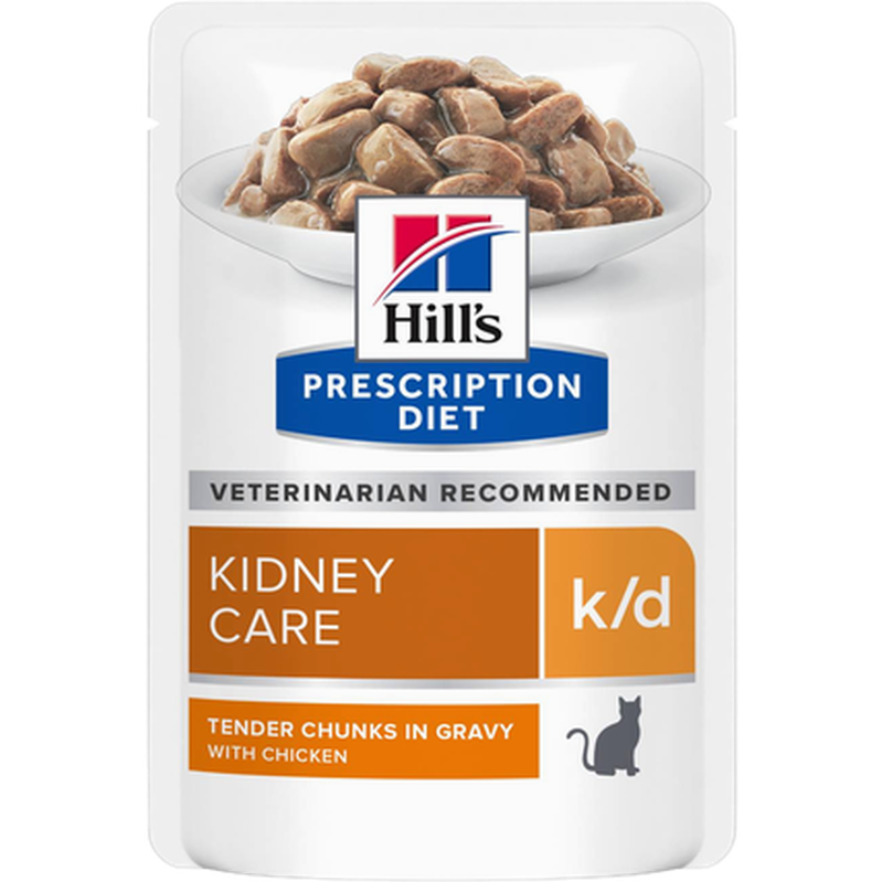 Hill's Prescription Diet Feline - k/d Kidney Care Chicken Pouch 12x85g - Katt - Helse og pels - Hygiene - Kattemat - Dyrekassen.no