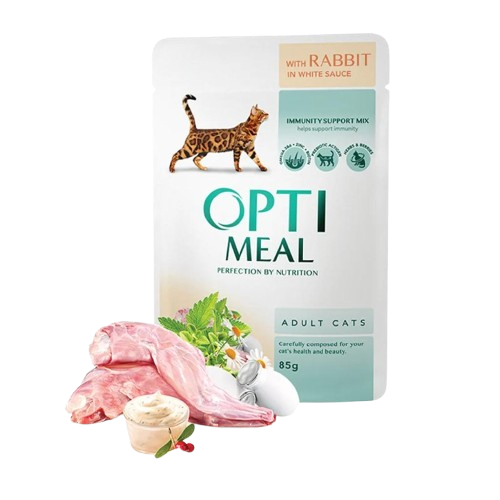 Optimeal - Adult & Senior Rabbit In Gravy Våtfôr Til Katt 12 x 85 g - Katt - Helse og pels - Kosttilskudd - Våtfôr - Dyrekassen.no
