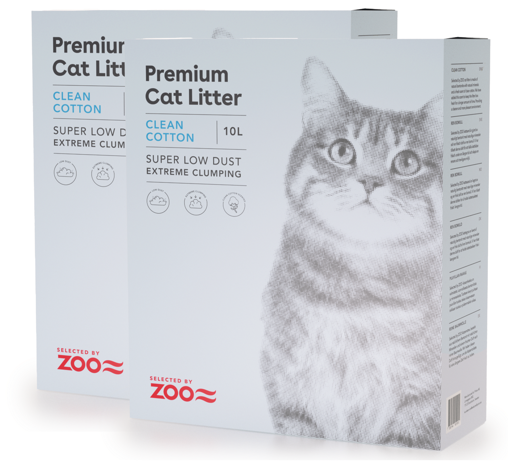 Selected by ZOO - Kattesand Clean Cotton 10L x 2 - Katt - Helse og pels - Hygiene - Kattesand - Dyrekassen.no