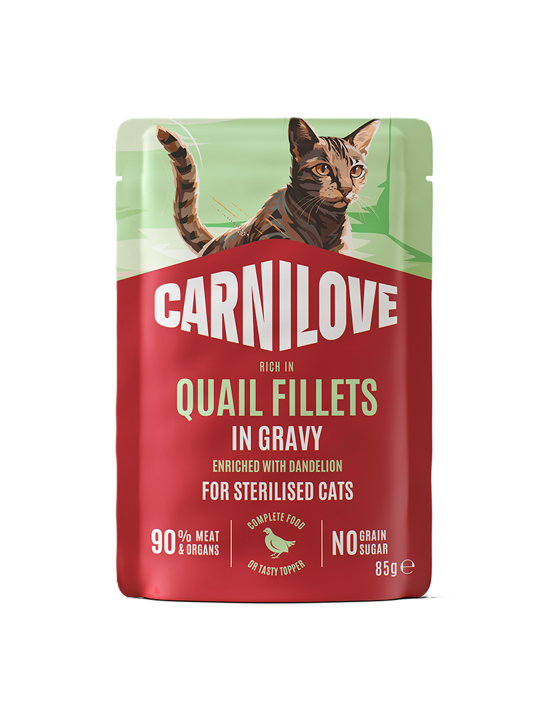 Carnilove Cat Pouch Gravy rich in Quail enriched with Dandelion for sterilised 85g