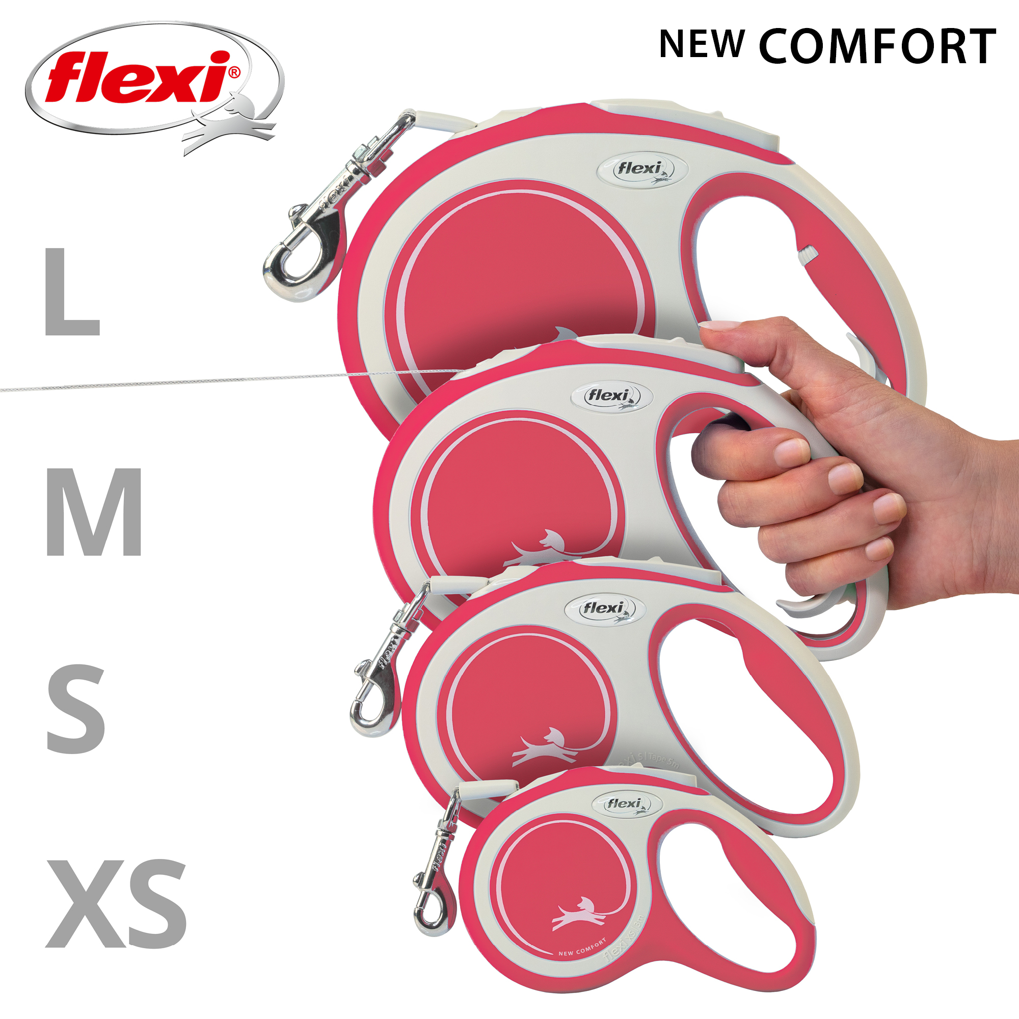 Flexi Rullebånd New Comfort Tape Red | Dyrekassen