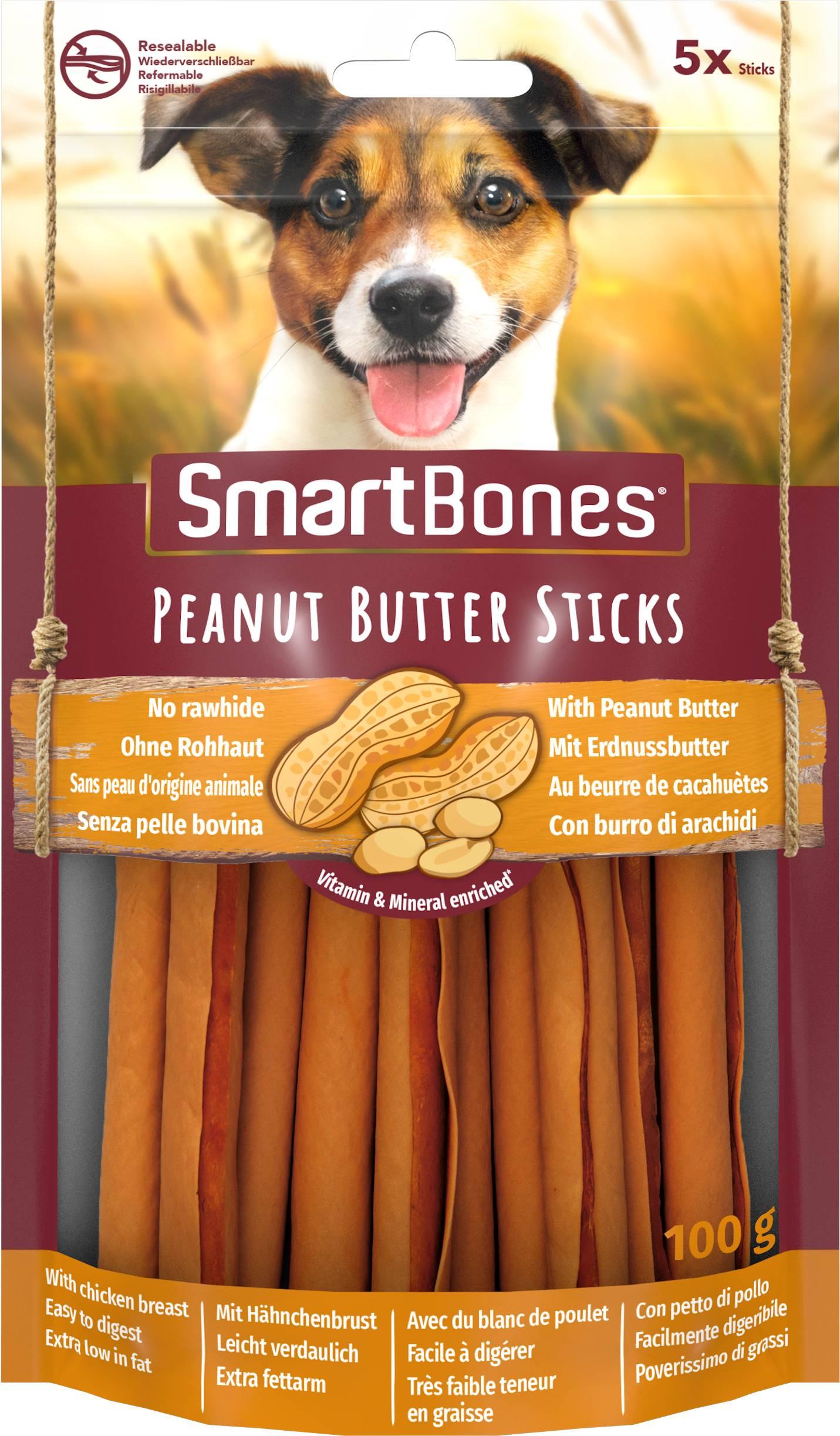 SmartBones - Sticks Peanøttsmør 5-pakning - Hund - Hundegodteri - Dyrekassen.no