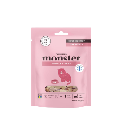 Monster Pet Food Frysetørket kattegodis av oksekjøtt 40 g