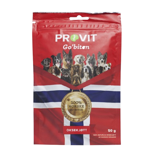 PROVIT - Go ́Biten Frysetørket Oksekjøtt 50 g - Hund - Hundegodteri - Dyrekassen.no