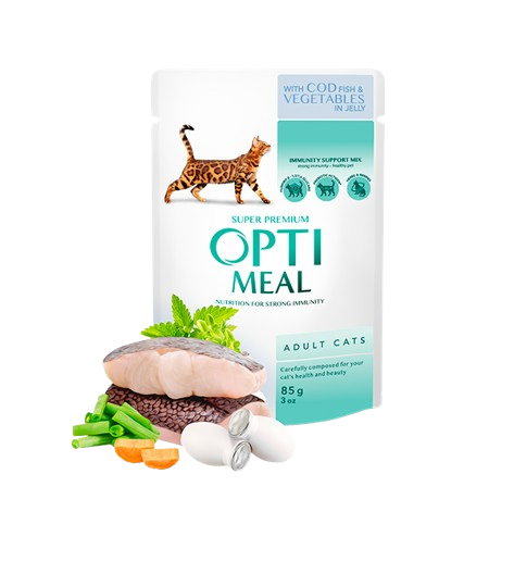 Cat Adult with Cod Fish and Veggies in Jelly