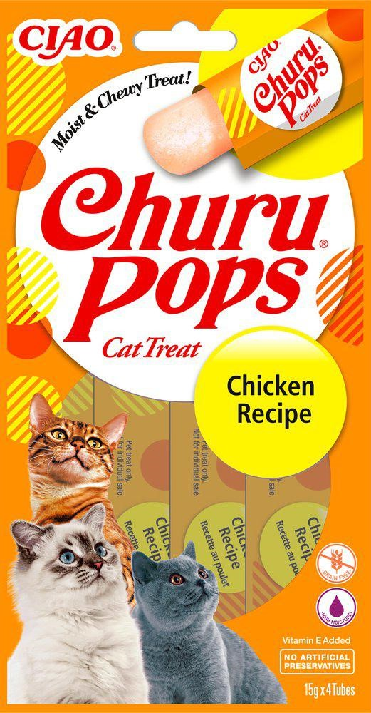 Churu - Cat Pops kylling, 4-pakning - Katt - Helse og pels - Hygiene - Godbiter - Dyrekassen.no