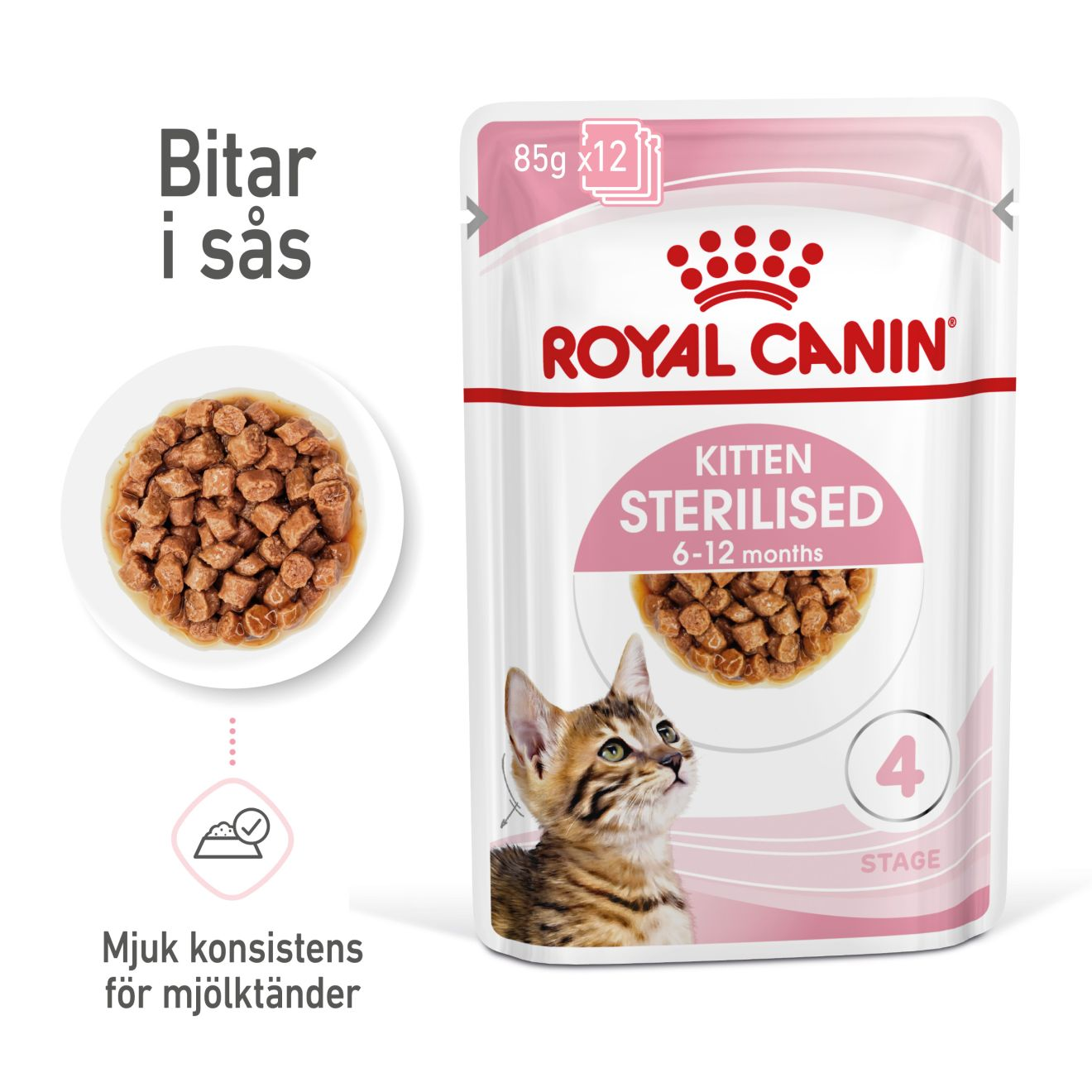 Royal Canin - Kitten Sterilised Gravy Våtfôr for kattunger 85 g x 12 stk - Katt - Helse og pels - Kosttilskudd - Våtfôr - Dyrekassen.no