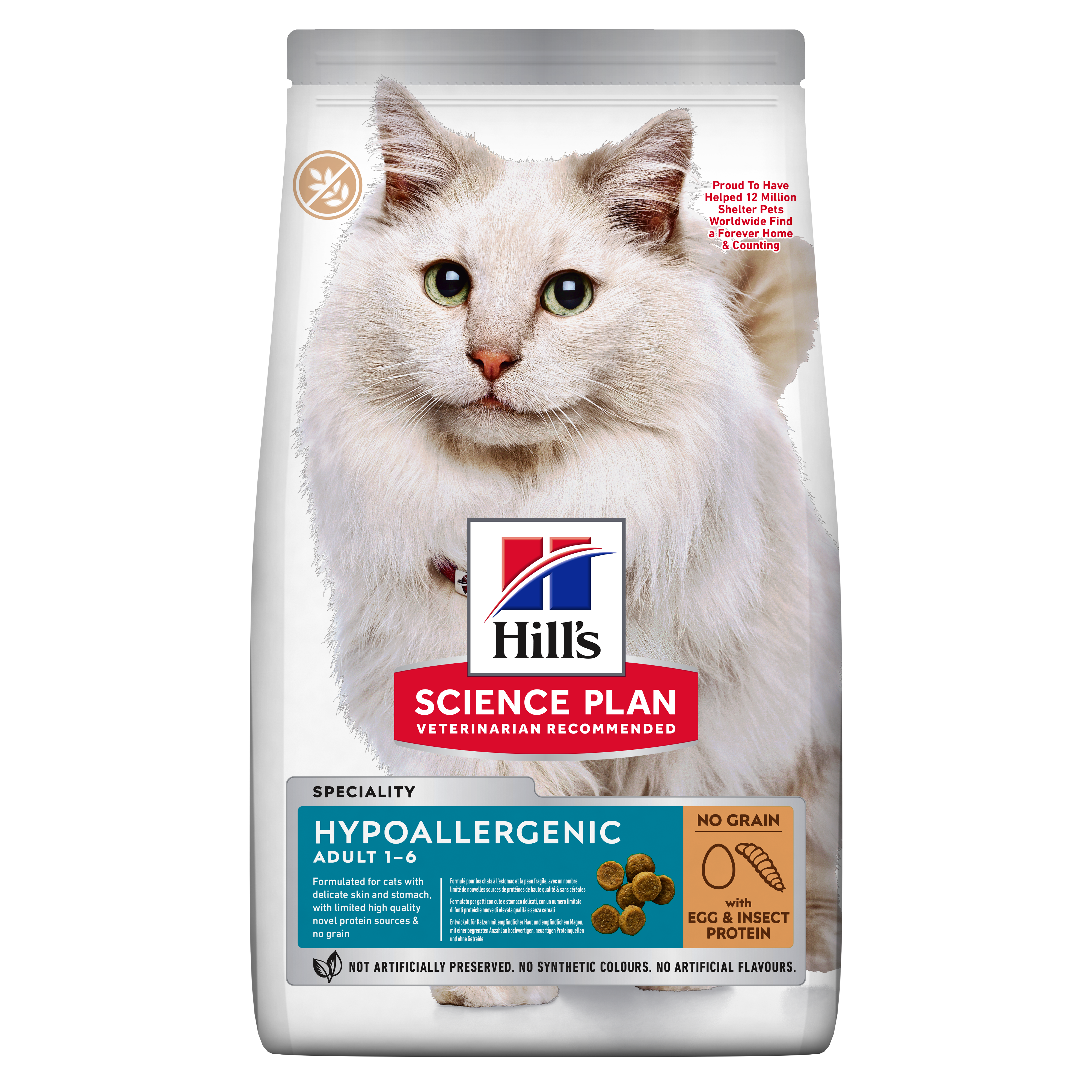 Allergivennlig fôr til voksne katter med egg- og insektprotein 1,5 kg