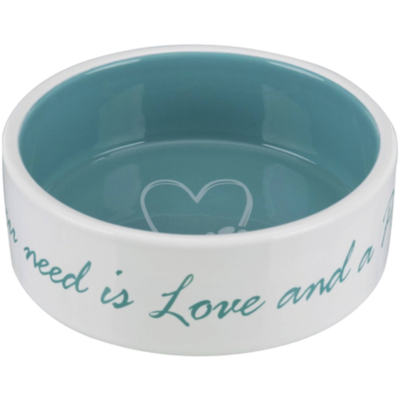 Pet's Home Keramisk skål 0,3 l/ø12 cm Cream/Petrol