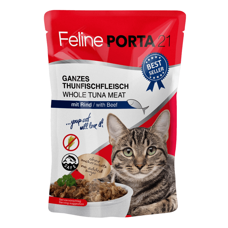 Porta21 - Feline Tunfisk med oksekjøtt Kattepose 100g - Katt - Helse og pels - Kosttilskudd - Våtfôr - Dyrekassen.no