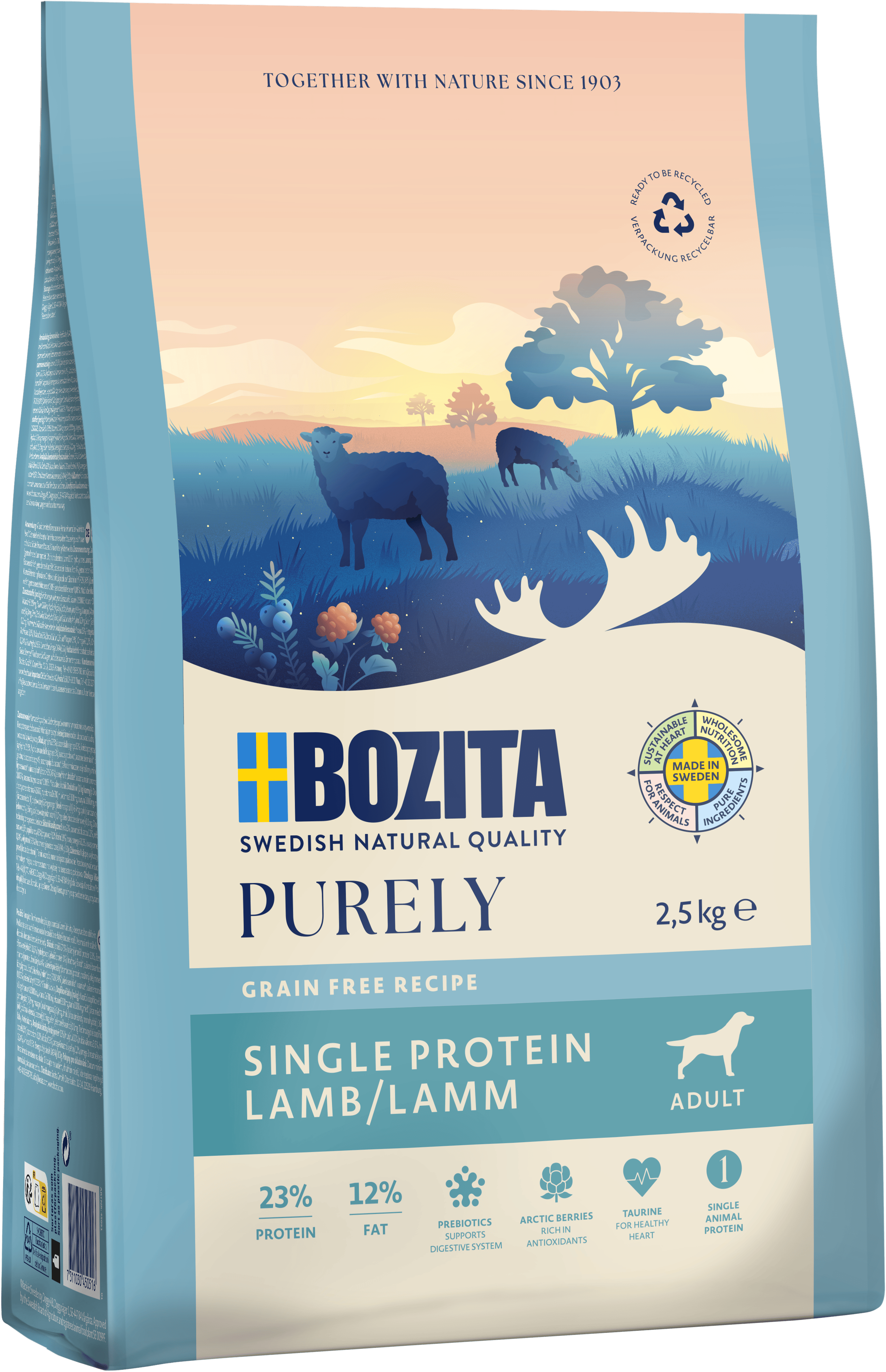 Bozita Hund - Purely Adult Lam 2,5 kg - Hund - Hundefôr - Dyrekassen.no