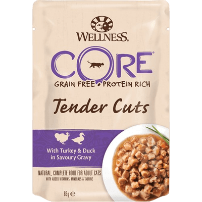 CORE Petfood - Cat Adult Tender Cuts kalkun og and 85 g - Katt - Helse og pels - Kosttilskudd - Våtfôr - Dyrekassen.no