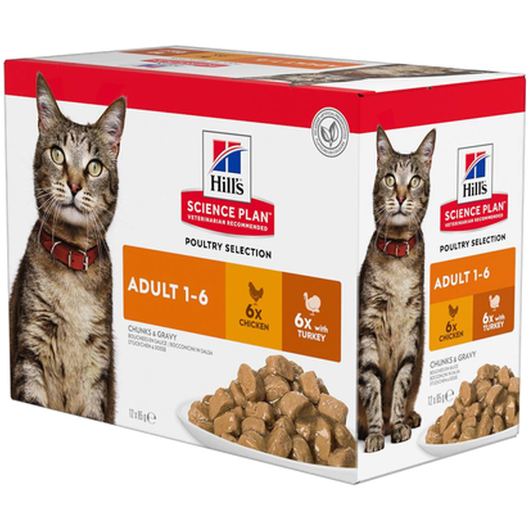 Hills Science Plan Feline Adult  Chicken Turkey Pouch - Wet Cat Food 12 x 85 g