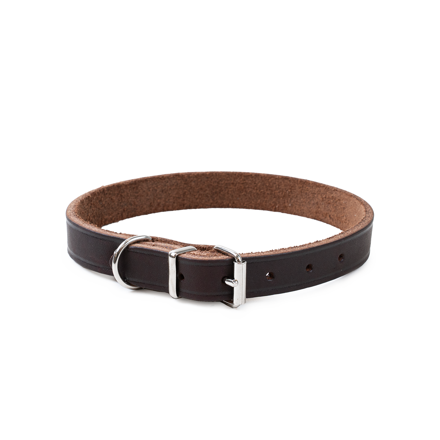 Selected by ZOO - Halskjede i lær Hera justerbar brun 16 mm x 28-35 cm - Hund - Hundebur - Hundehalsbånd - Dyrekassen.no