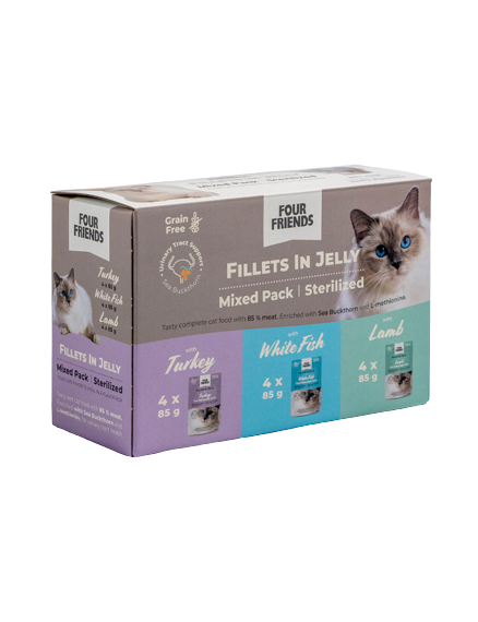 FourFriends - Sterilisert katt i gelémiks 12-pk. - Katt - Helse og pels - Kosttilskudd - Våtfôr - Dyrekassen.no