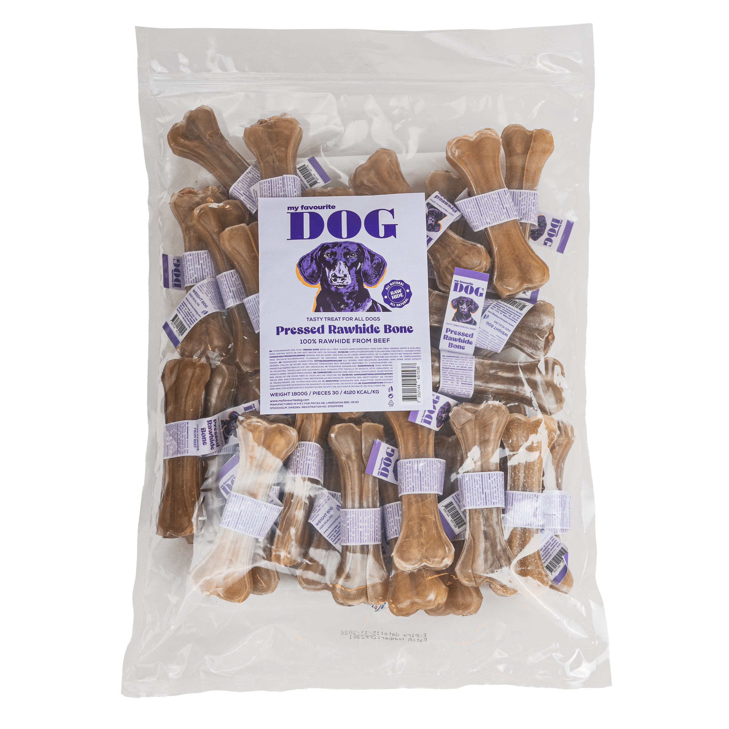 My favourite DOG - Presset tyggebein av råhud - Naturell 12,5 cm, 30-pk - Hund - Hundegodteri - Dyrekassen.no