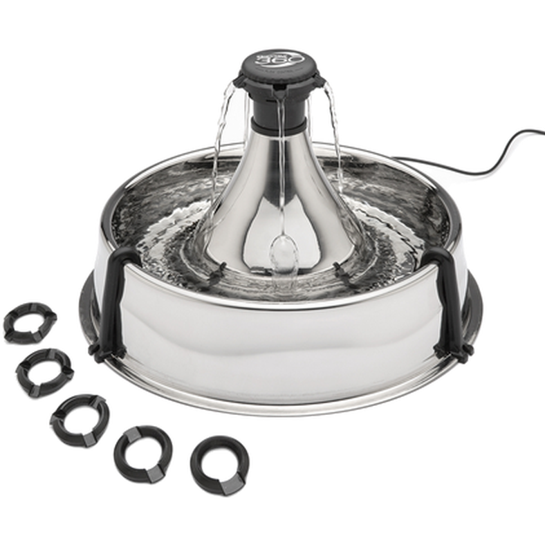 360 Fontene for kjæledyr i rustfritt stål, grå 3,8 L