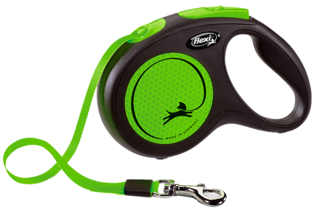 Flexi - Rullebånd New Neon Tape 5m, M max 25kg, Svart/Neon Green - Hund - Dyrekassen.no