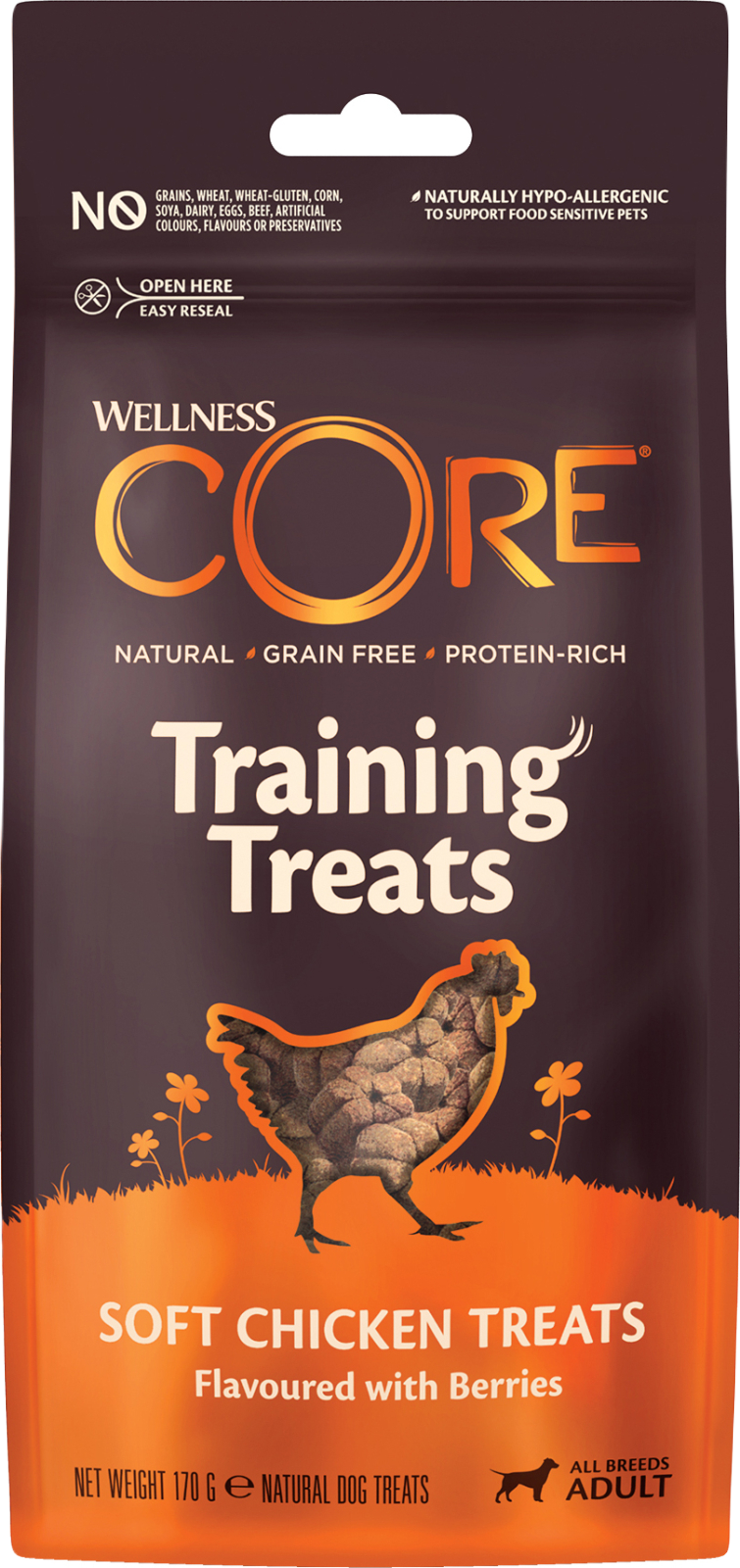 CORE Petfood Wellness CORE treningsgodbiter med kylling- og bærsmak 170 g