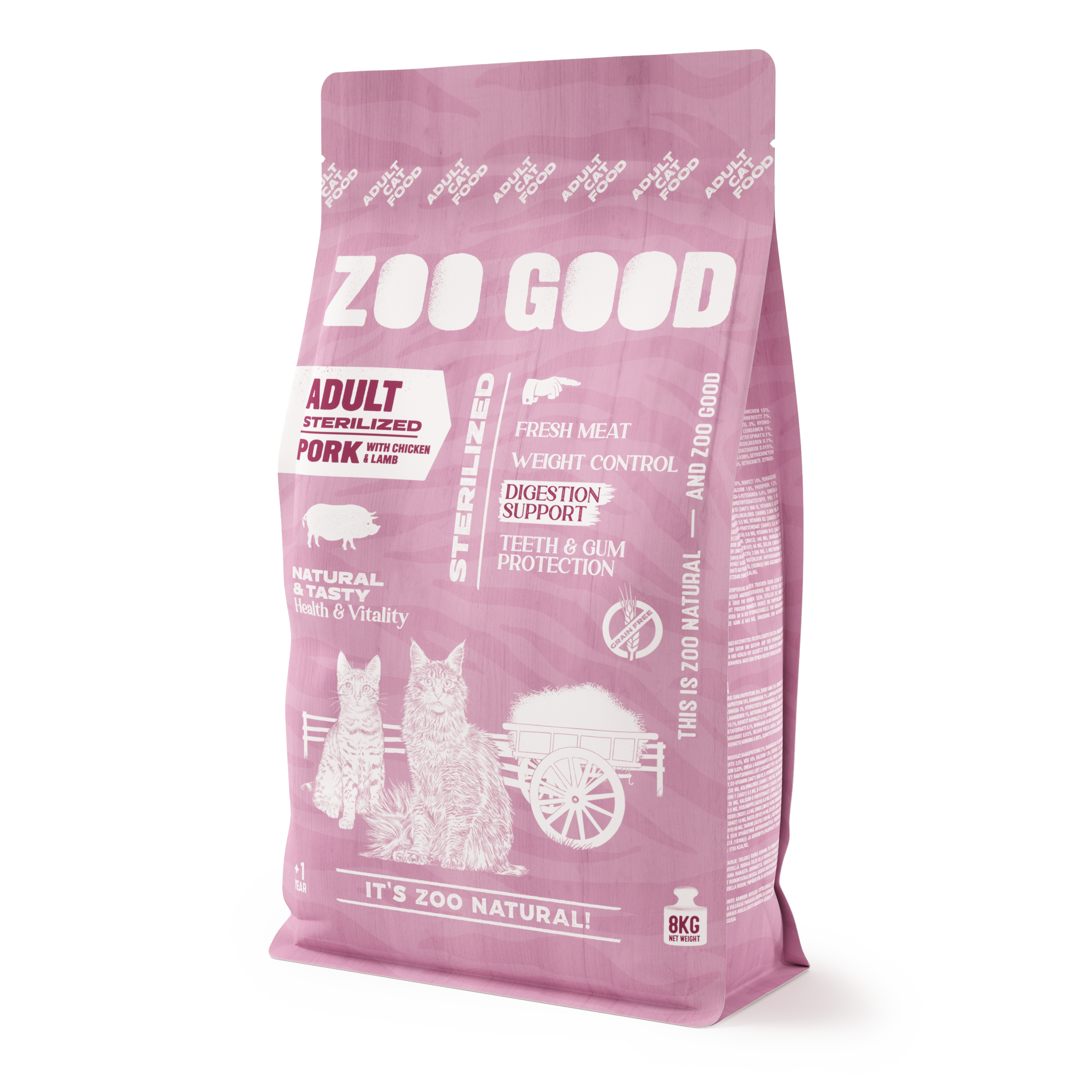 ZOO GOOD Sterilisert kornfritt svine- og lammekjøtt for voksne - kattemat