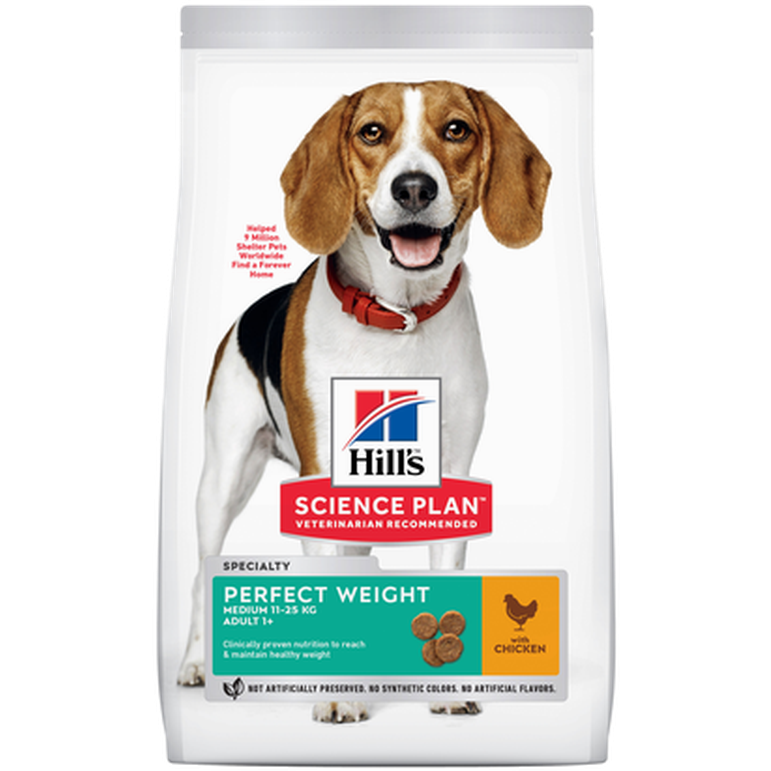 Hills Science Plan - Adult Perfect Weight Medium Chicken - Dry Dog Food 12 kg - Hund - Hundefôr - Dyrekassen.no