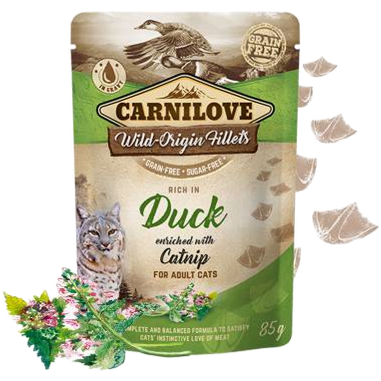 Carnilove - Cat Pouch Duck beriket med kattemynte 85 g x 24 stk. - Katt - Helse og pels - Kosttilskudd - Våtfôr - Dyrekassen.no