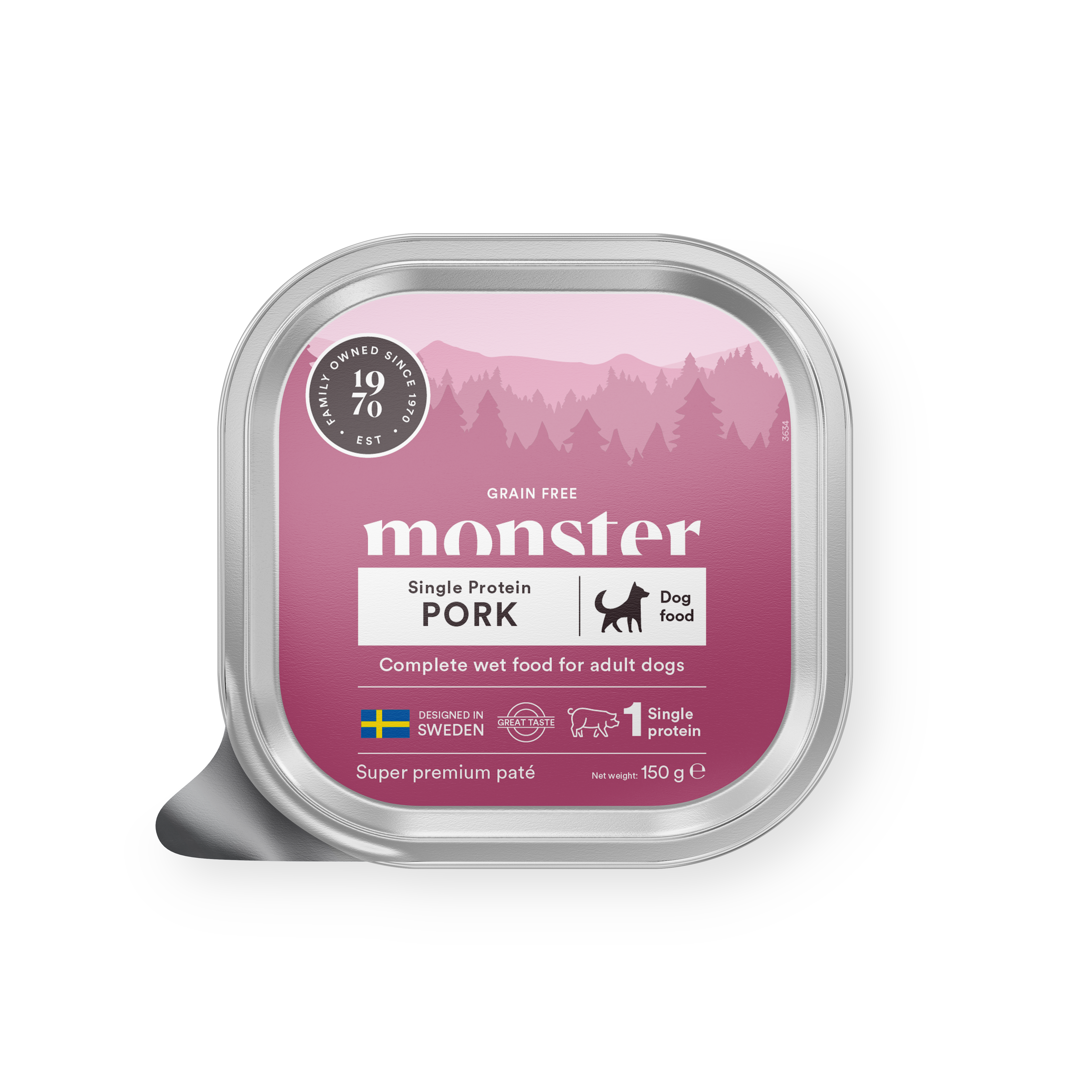 Monster Pet Food Paté av svinekjøtt til hund 150 g