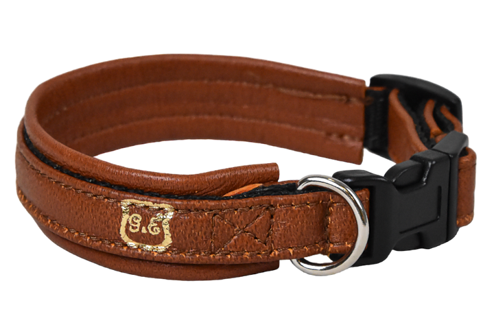 Gustaf och Evita Hundhalsband Ställbart Skinn Cognac