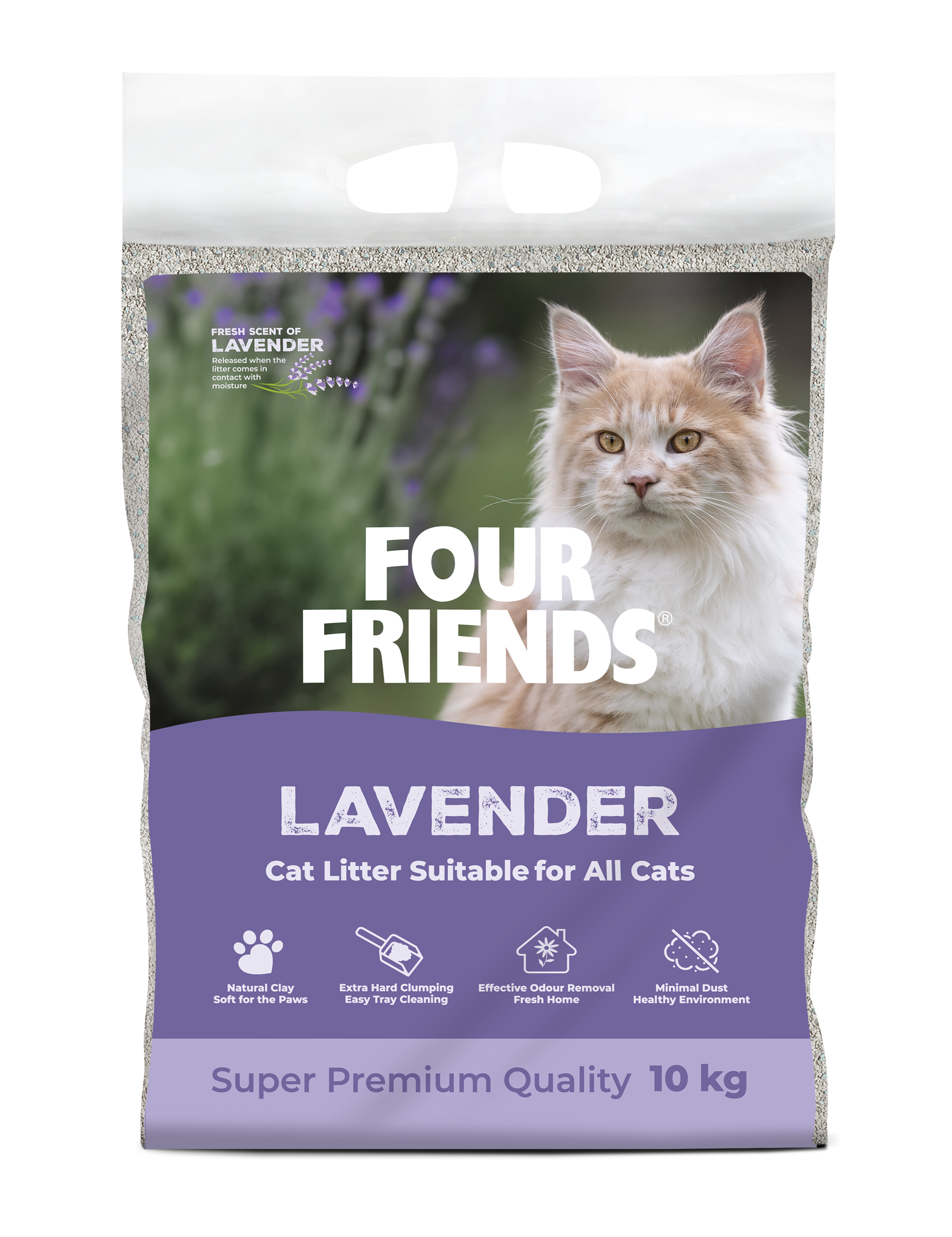 FourFriends - Cat Litter Lavender 10 kg - Lavendel - Katt - Helse og pels - Hygiene - Kattesand - Dyrekassen.no