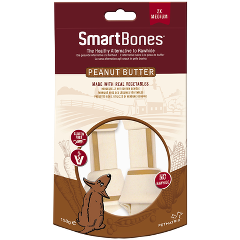 SmartBones - Peanøttsmør Medium 2-pakning - Hund - Hundegodteri - Dyrekassen.no