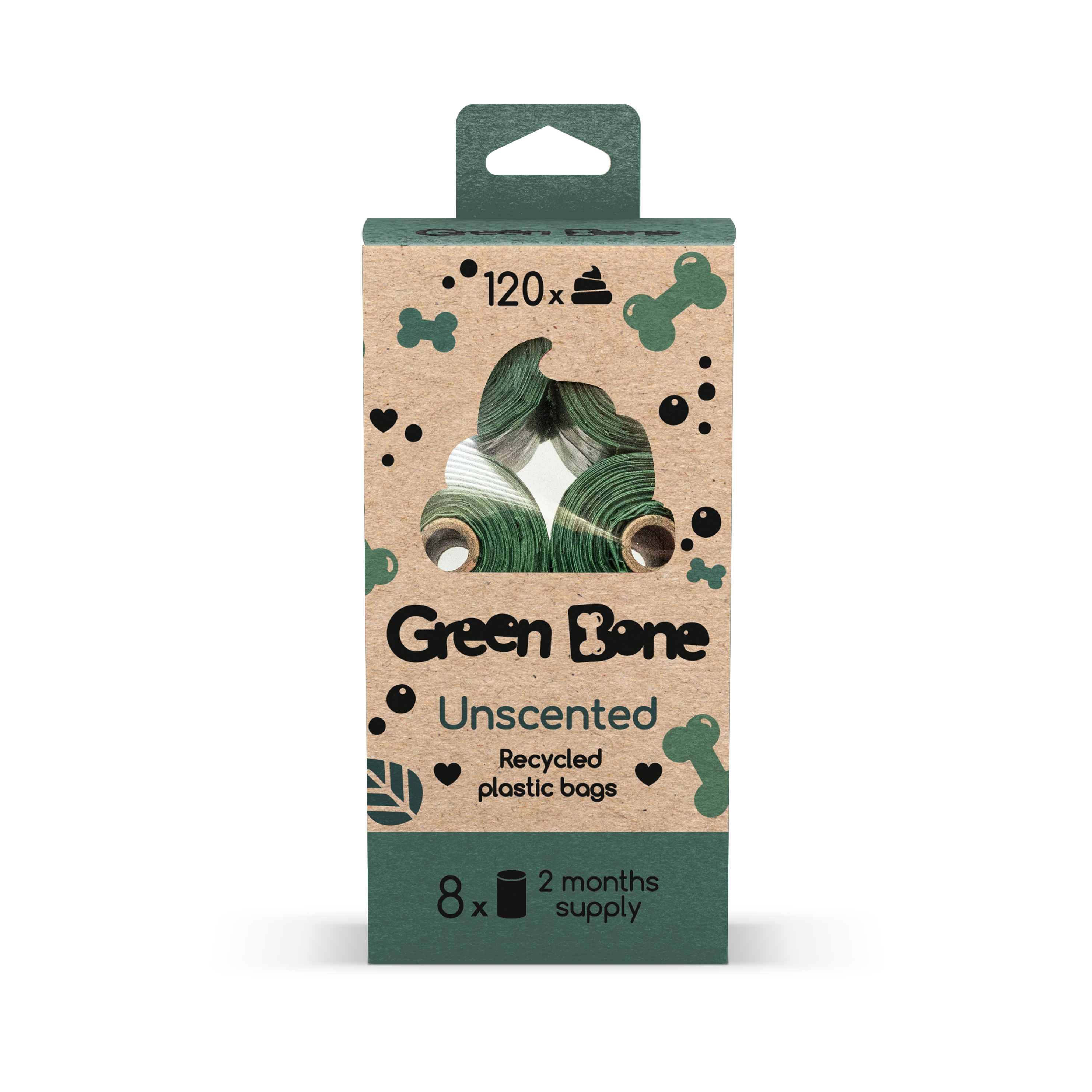 Refill Uparfymert - Biologisk nedbrytbare hundeposer Grønn 120 poser