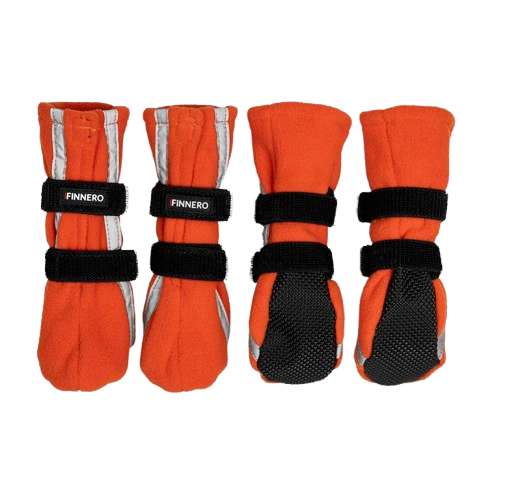 Finnero Hundesko Halla med refleks 4-pakning Oransje