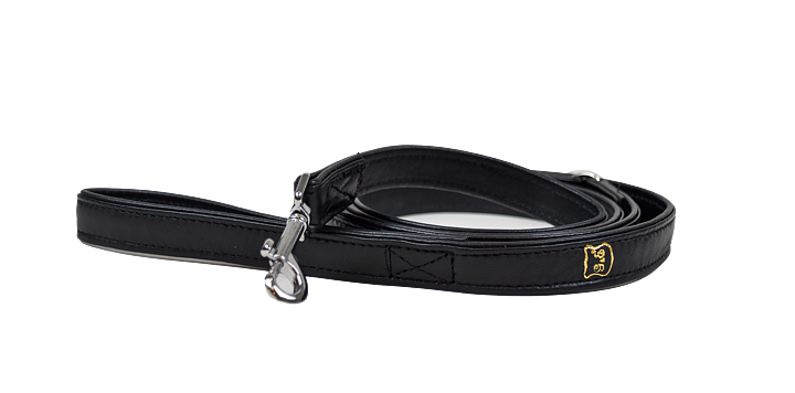 Hundkoppel/Kattkoppel Skinn Svart 180 cm, 20 mm