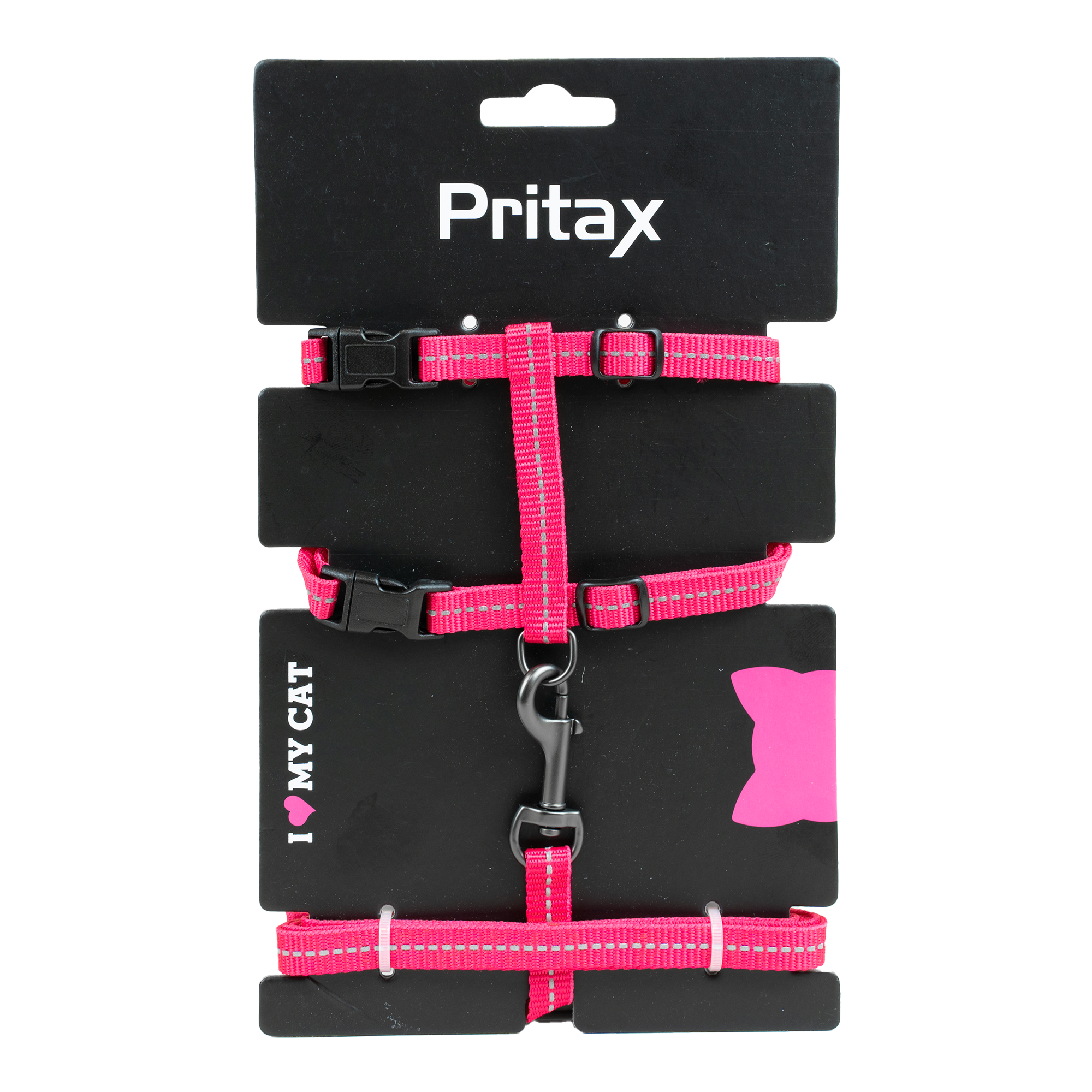 Pritax - Kattesele med bånd Maja Hals 22-35 cm Bryst 27-45 cm Bånd 10 mm x 120 cm Rosa - Katt - Dyrekassen.no