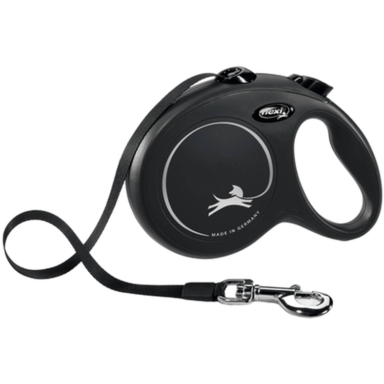 Flexi - Bånd New Classic Band Black Medium, 5 m, maks. 25 kg - Hund - Dyrekassen.no