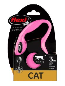 Flexi - Rullebånd New Classic Cat Cord, 3m, XS, maks 8 kg, Rosa - Katt - Dyrekassen.no