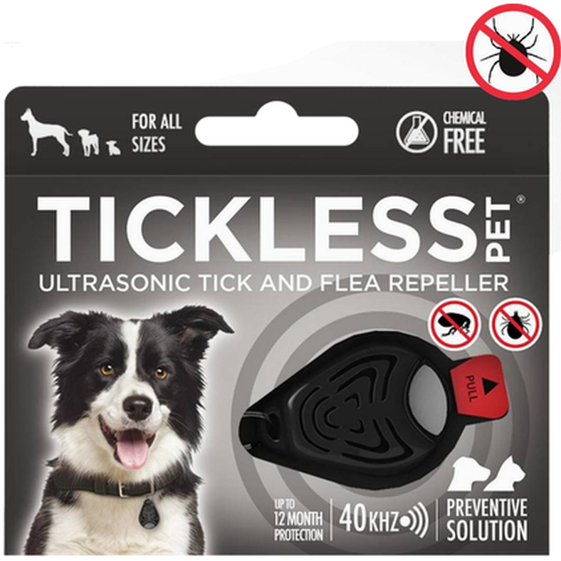 Tickless Ultrasonisk flått- og loppeavviser for kjæledyr, svart