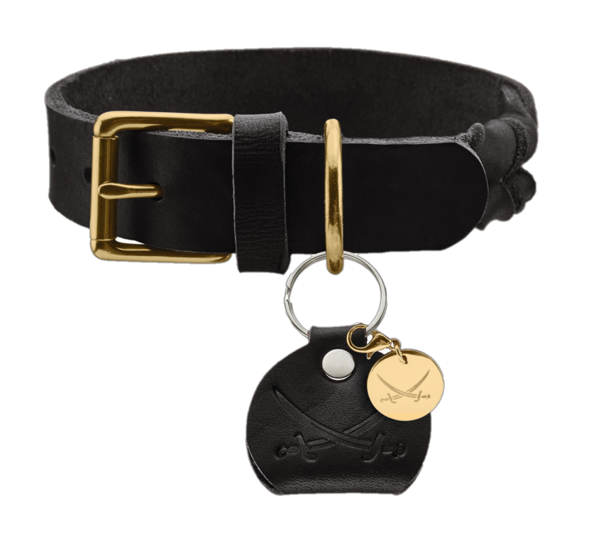 Hundehalsbånd Sansibar Massivt kuskinn Svart S 40cm