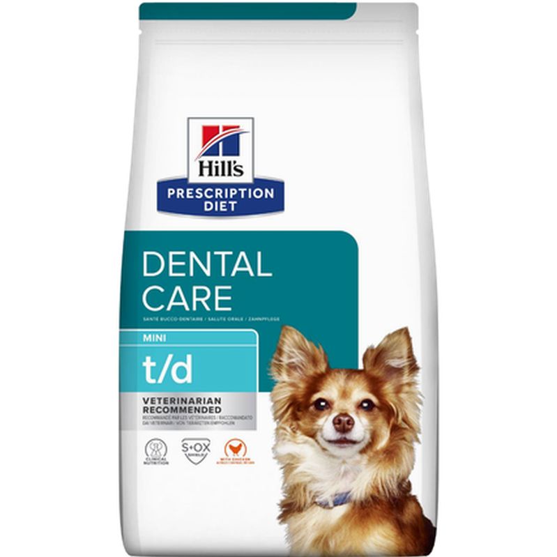Hill's Prescription Diet Dog - Hills Prescription Diet Canine t/d Dental Care Mini Chicken - Dry Dog Food 3 kg - Katt - Helse og pels - Kosttilskudd -