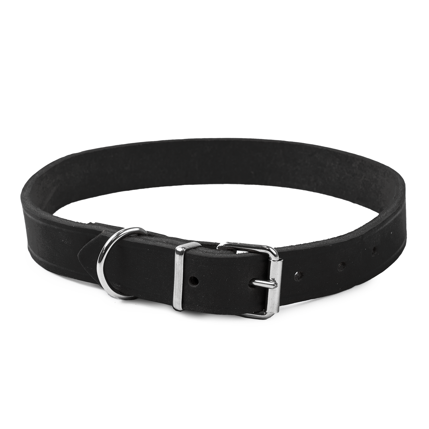 Lærhalsbånd Hera justerbar Svart 22 mm x 39-49 cm