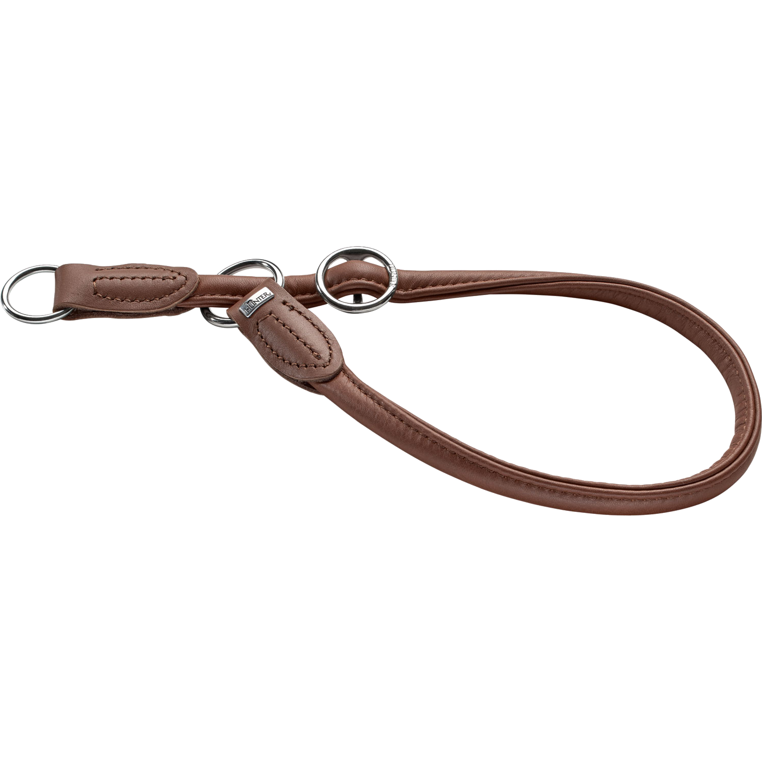 Dog Collar Training Round & Soft Half Choke Brown M-L 50 cm