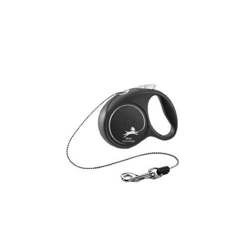 Flexi Rullebånd Svart Design Cord Silver