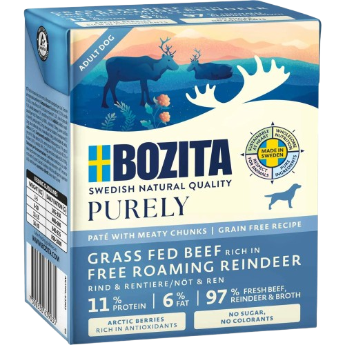 Bozita Hund - Purely Paté Reinsdyr 370 g - Hund - Våtfôr - Dyrekassen.no