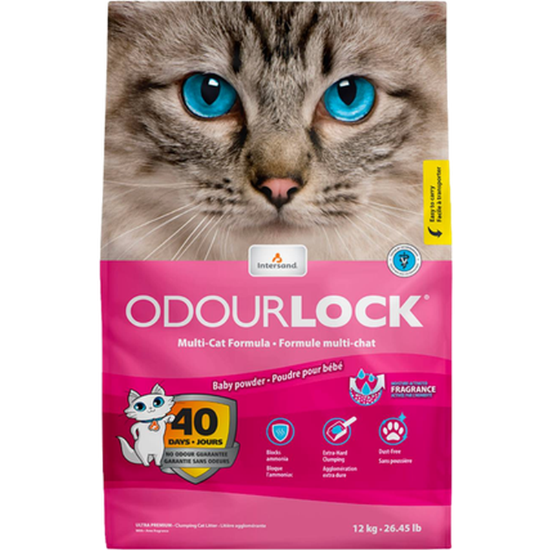 Intersand Classic - Intersand Odour Lock Baby Powder Pink 12 kg - Katt - Helse og pels - Hygiene - Drikkefontener - Dyrekassen.no