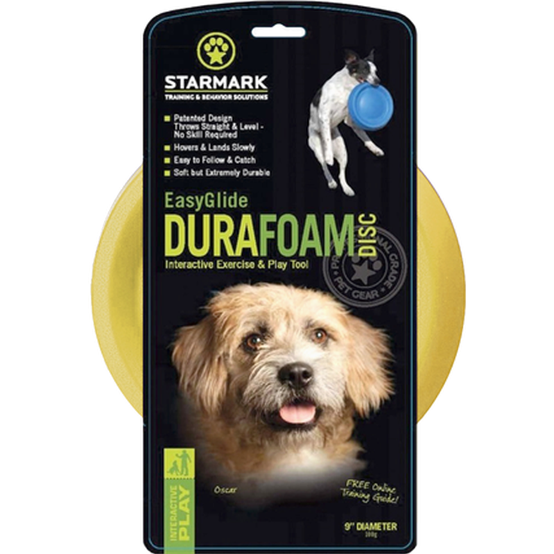 StarMark - Easy Glide DuraFoam flygende skive - frisbee gul 23 cm - Hund - Klær og dekken - Sokker og sko - Kasteleker - Dyrekassen.no
